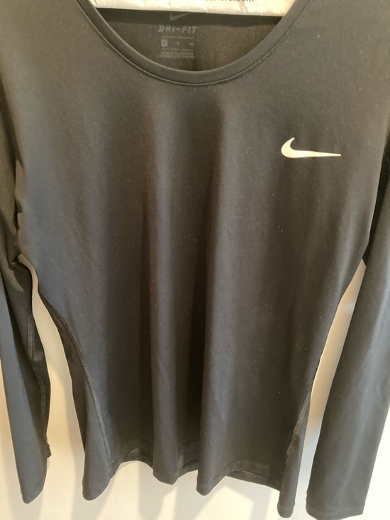 Nike Tops - Nike Black Long Sleeve Dri-FIT Top with White Swoosh length 26”